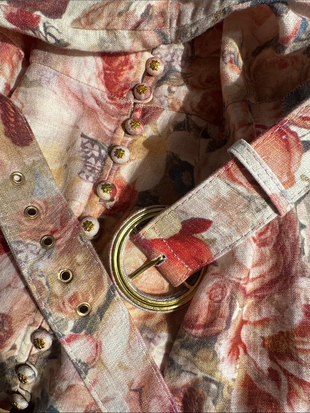 Zimmermann Cream Floral-Print Midi Dress with Belt - Picture 13 of 16